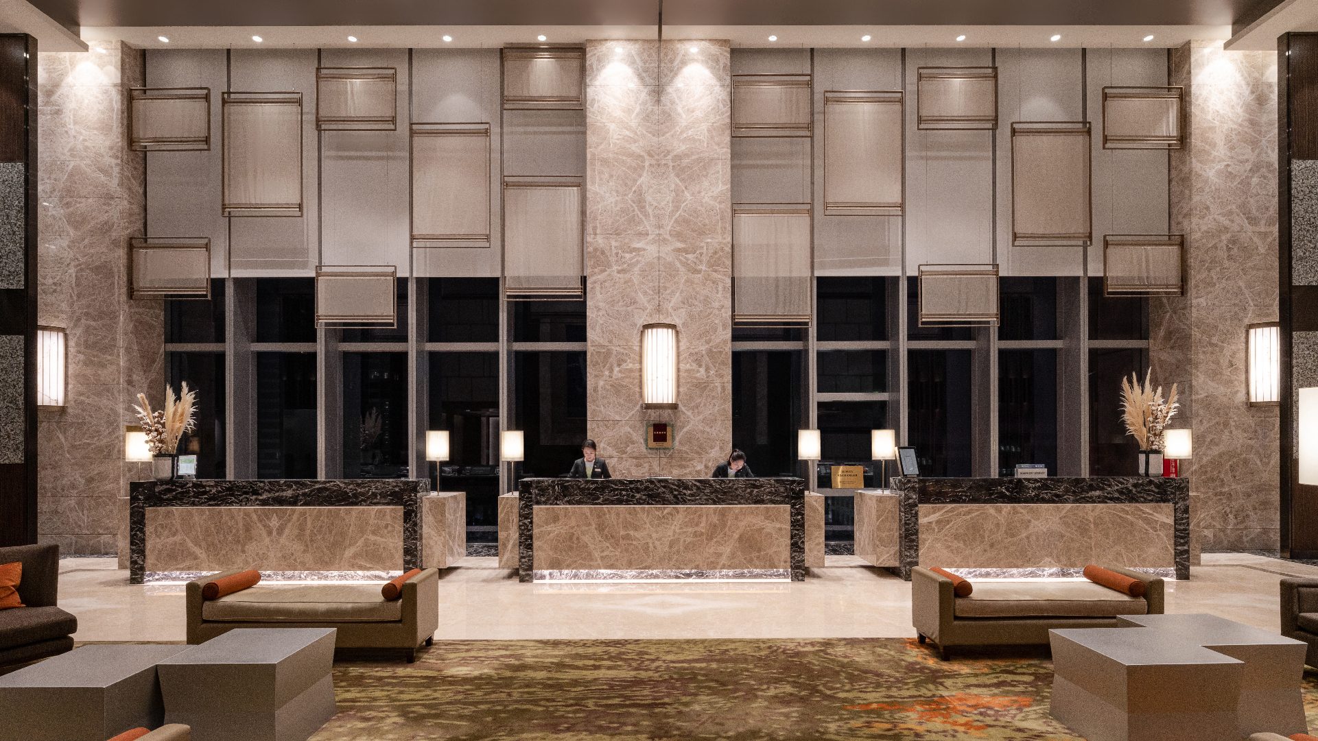 Courtyard Taipei lobby reception at night